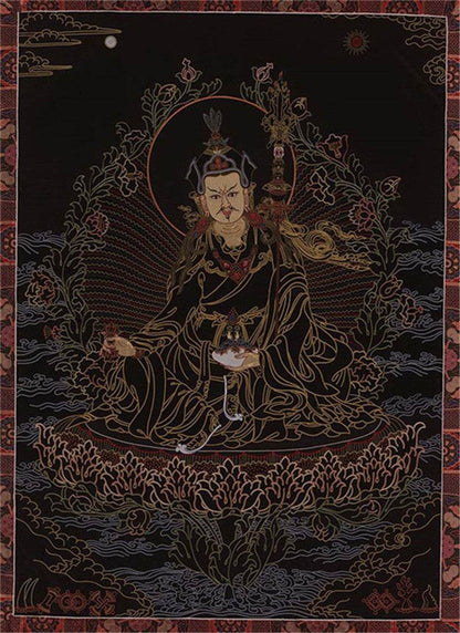 Guru Rinpoche Image - Tibetan thangka painting, front view