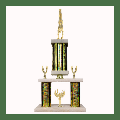 Gymnastics Marble Mini Two Poster Pedestal Trophy