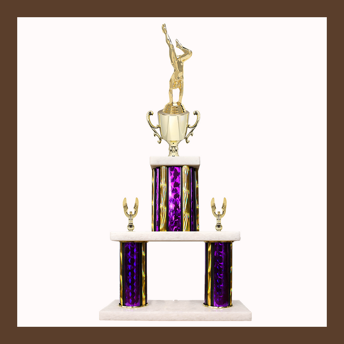 Gymnastics Marble Mini Two Poster Trophy With Cup