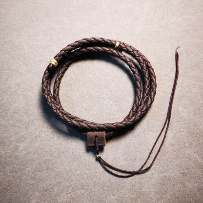 Handmade Leather Cord - Tibetan Buddhist art, detailed view
