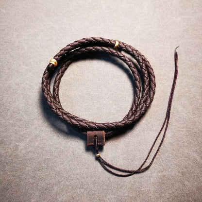 Handmade Leather Cord - Tibetan Buddhist art, size reference