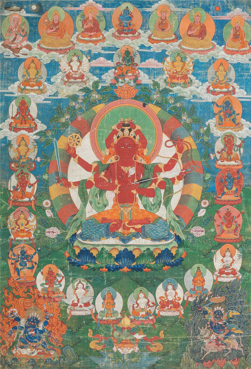 kurukulla - Tibetan thangka painting, front view