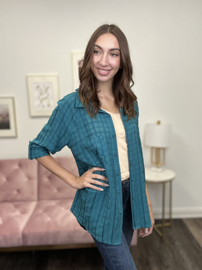 Darling Angel Women's Button Down Casual 1/2 Sleeve Top