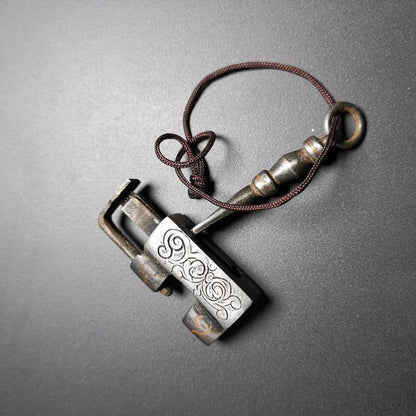 Iron Padlock Amulet, Mini Lock for Home Decor / Suitcase - Tibetan Buddhist amulet, view 4