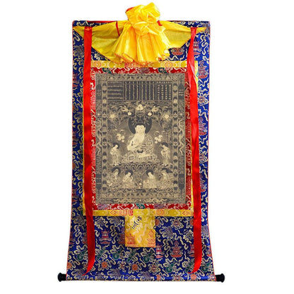 Kanakamuni Buddha - Tibetan thangka painting, view 4