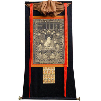 Kanakamuni Buddha - Tibetan thangka painting, view 8