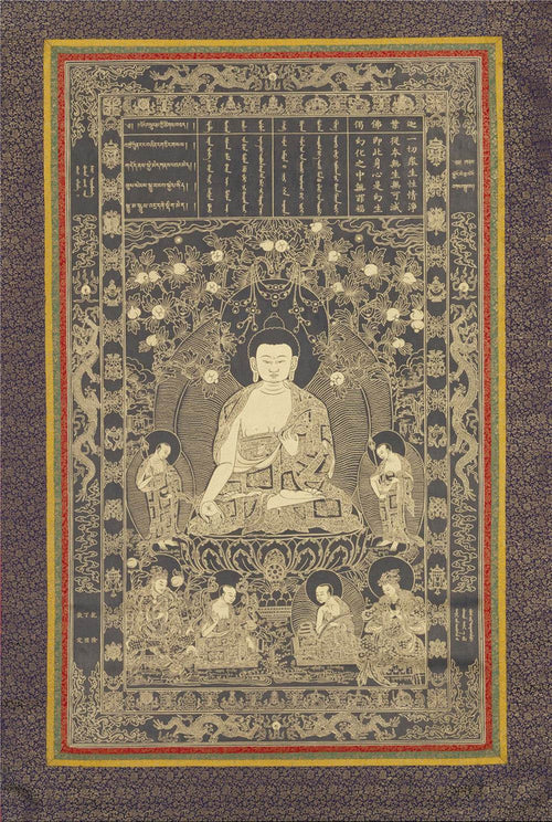 Kassapa Buddha - Tibetan thangka painting, front view