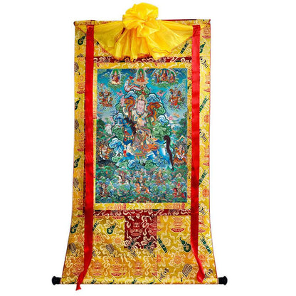 King Gesar - Tibetan thangka painting, detailed view