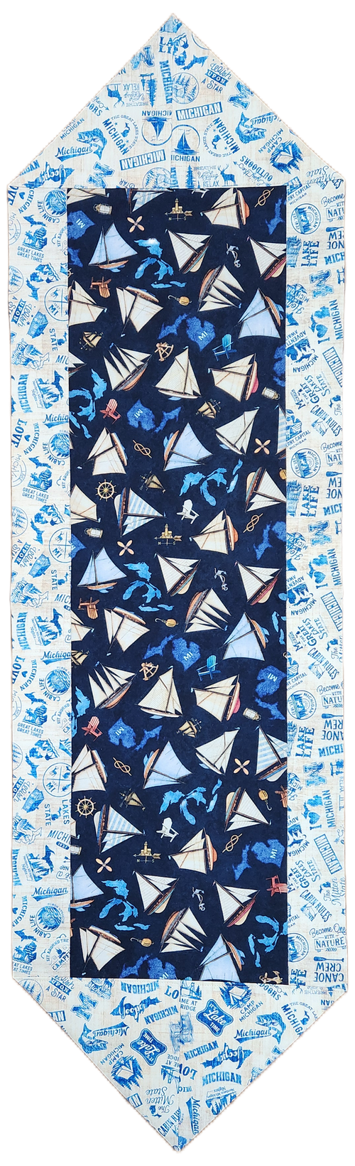 KIT 2026 All Michigan Shop Hop: Boats Navy Fast Flipped Table Runner Kit