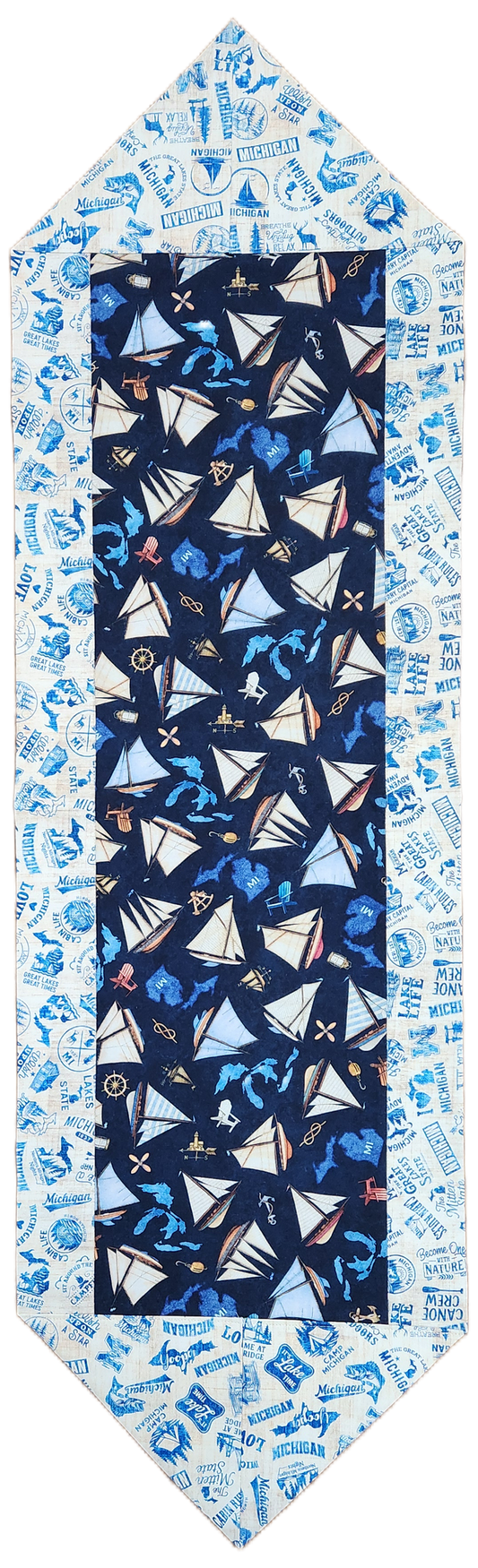 KIT 2026 All Michigan Shop Hop: Boats Navy Fast Flipped Table Runner Kit