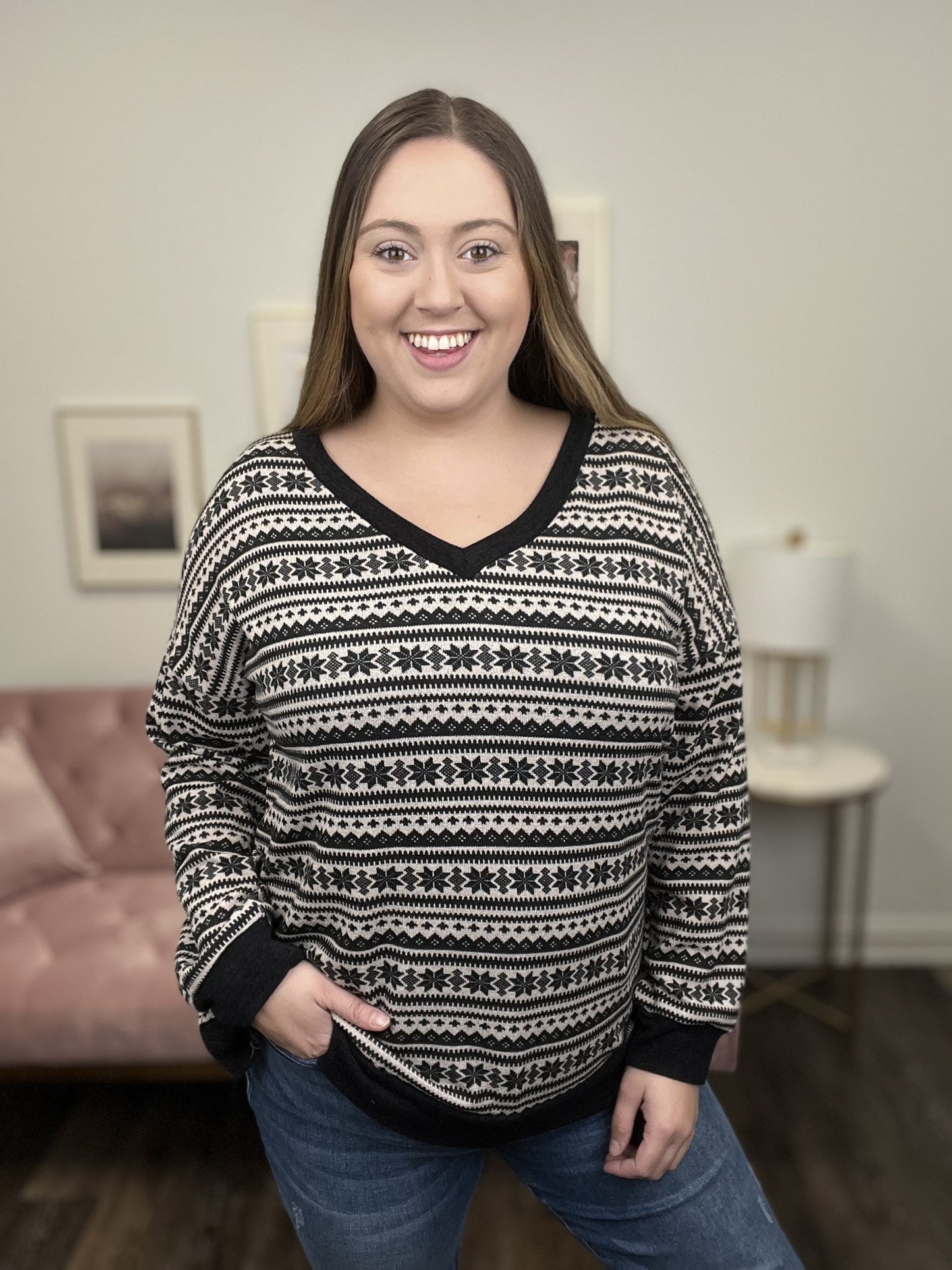 Never Stop Exploring Women's Patterned Long Sleeve Top
