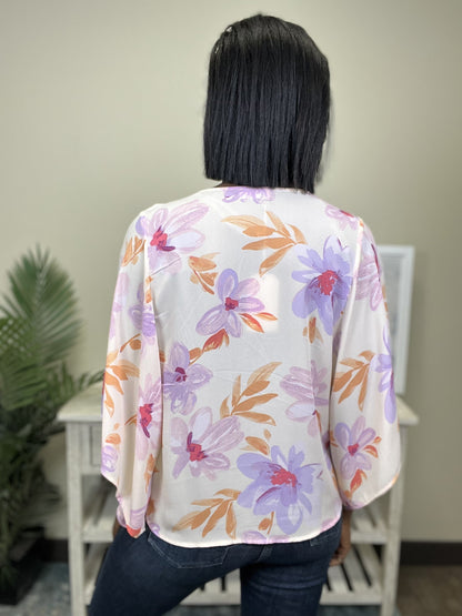 Find Your Love Women's Cowl Neck Short Bell Sleeve Top