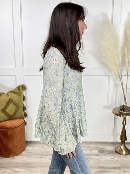 Music Is Life Women's Paisley Long Sleeve Top