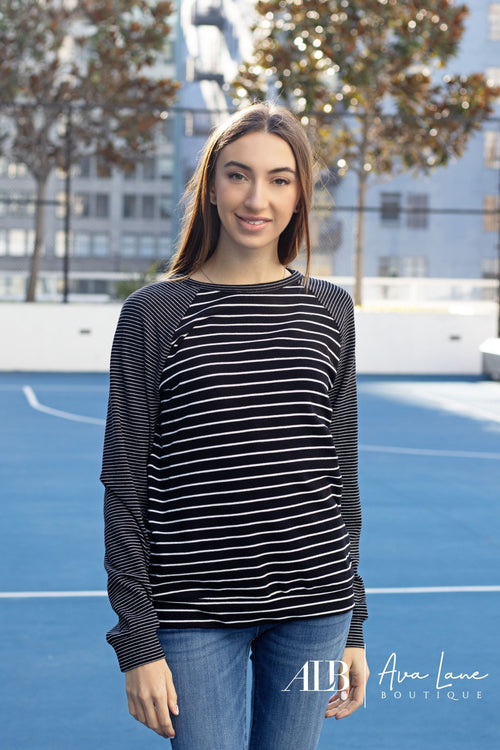 Here We Go Women's Stripe Long Sleeve Top