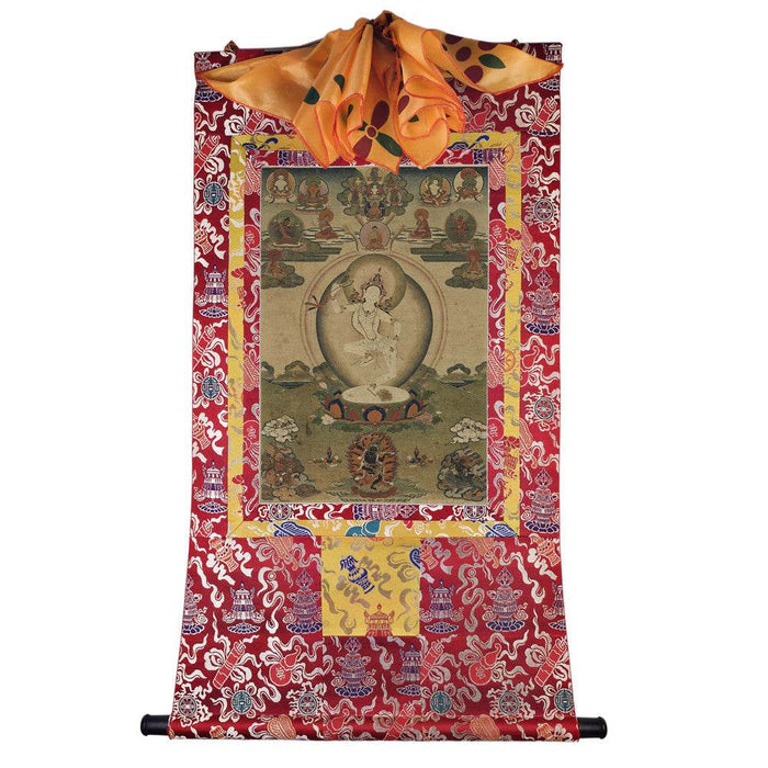 Machig Labdron - 16th Century Old Version - Tibetan thangka painting, detailed view