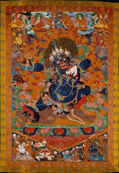 Mahakala - Tibetan thangka painting, front view
