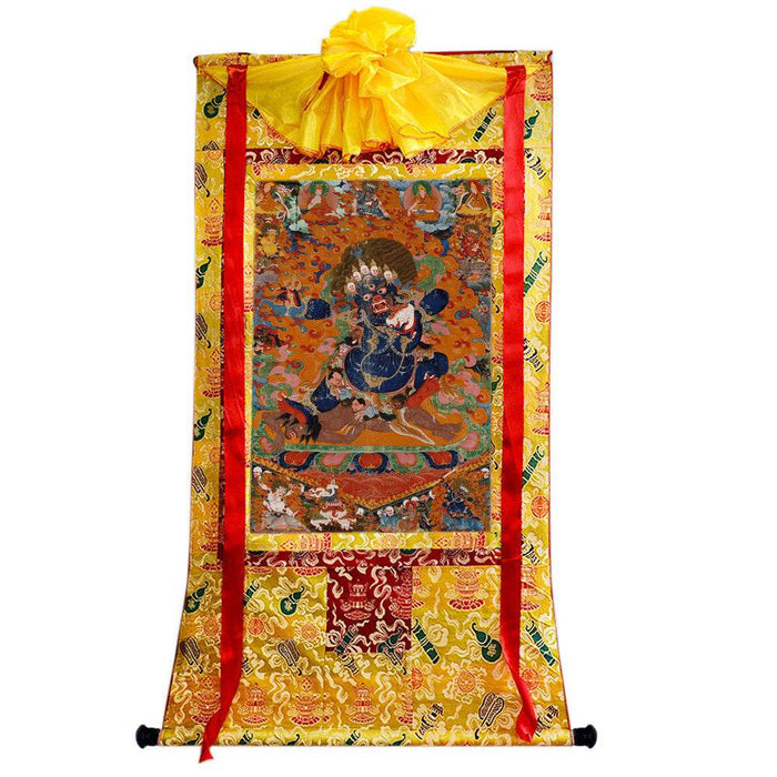 Mahakala - Tibetan thangka painting, close-up detail