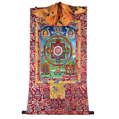 Mandala of Medicine Buddha - Tibetan thangka painting, detailed view
