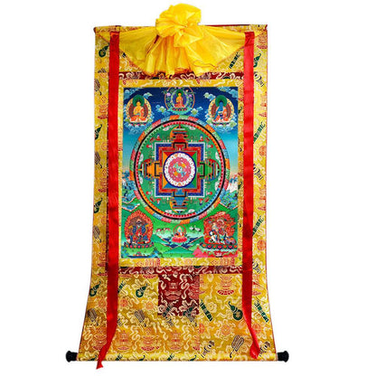Mandala of Medicine Buddha - Tibetan thangka painting, close-up detail