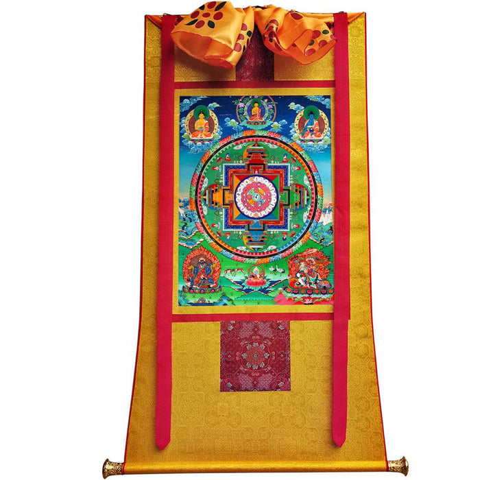 Mandala of Medicine Buddha - Tibetan thangka painting, view 6