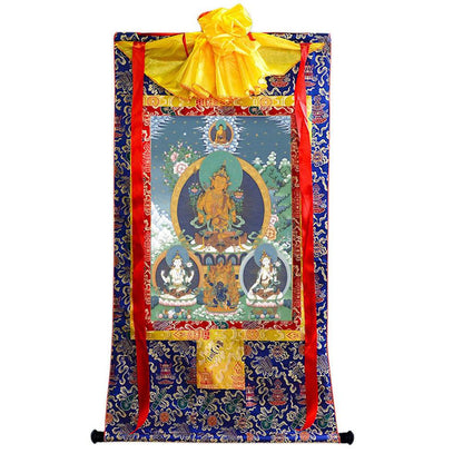 Manjushri Chenrezig Vajrapani - Tibetan thangka painting, view 4