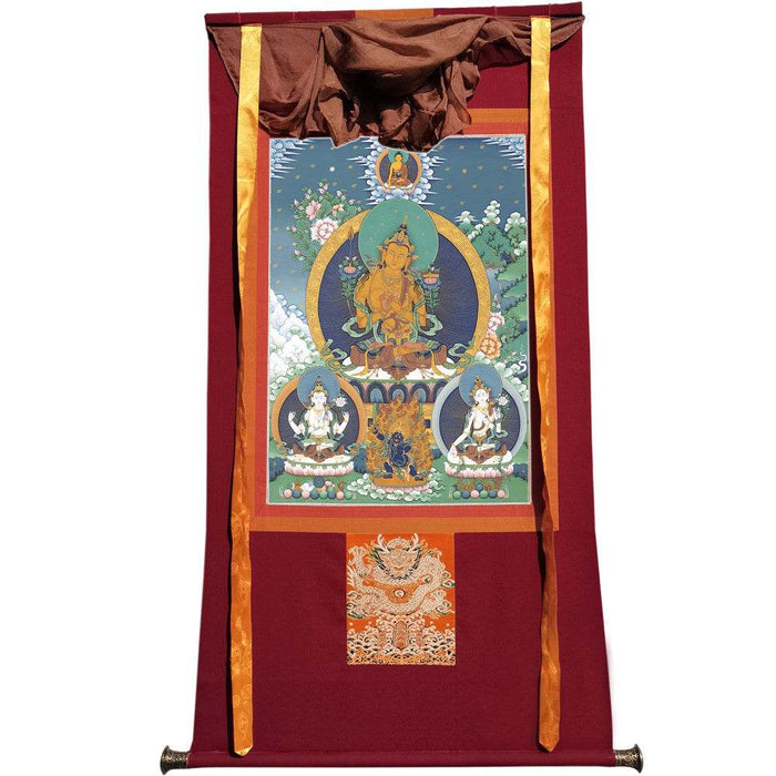 Manjushri Chenrezig Vajrapani - Tibetan thangka painting, view 7