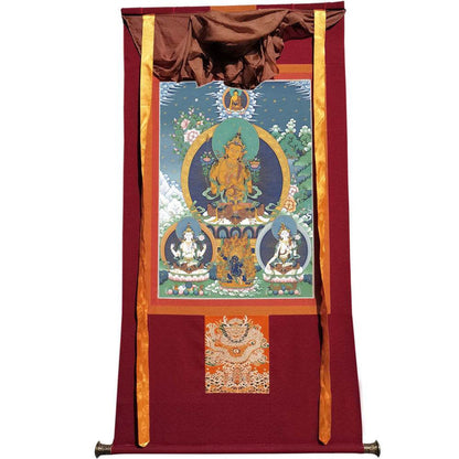 Manjushri Chenrezig Vajrapani - Tibetan thangka painting, view 7