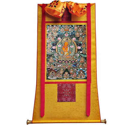 Manjusri Bodhisattva Preaching - Tibetan thangka painting, view 6