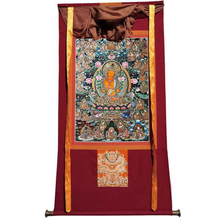 Manjusri Bodhisattva Preaching - Tibetan thangka painting, view 7