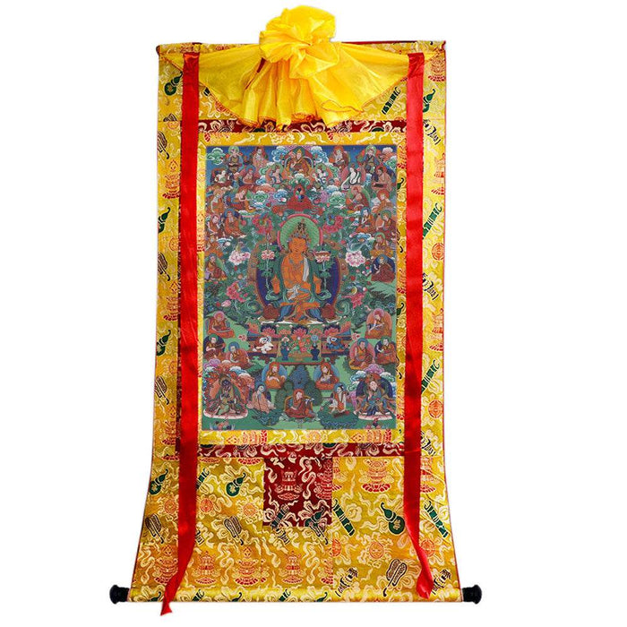 Manjusri - Tibetan thangka painting, close-up detail