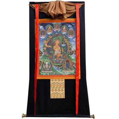 Manjusri - Tibetan thangka painting, view 8