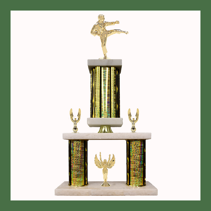 Martial Arts Marble Mini Two Poster Pedestal Trophy