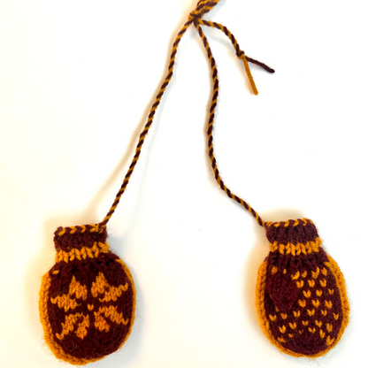 Mitten Ornament Maroon & Gold Snowflake
