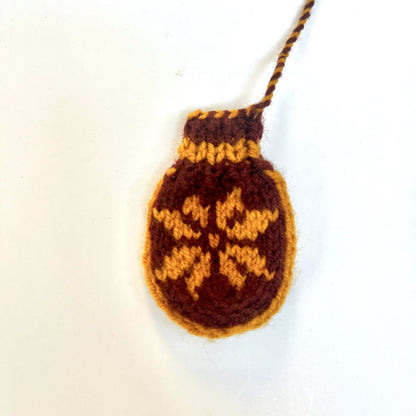 Mitten Ornament Maroon & Gold Snowflake