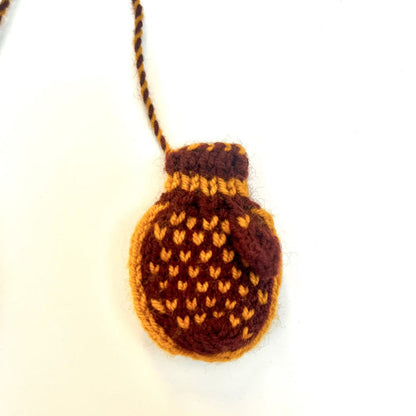 Mitten Ornament Maroon & Gold Snowflake
