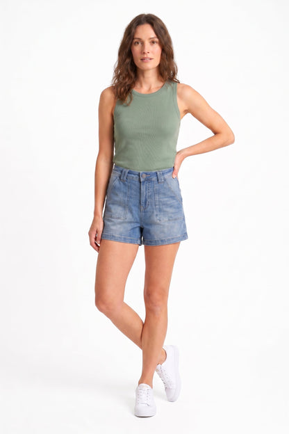 The Piper High-Rise Tummy Control Denim Shorts