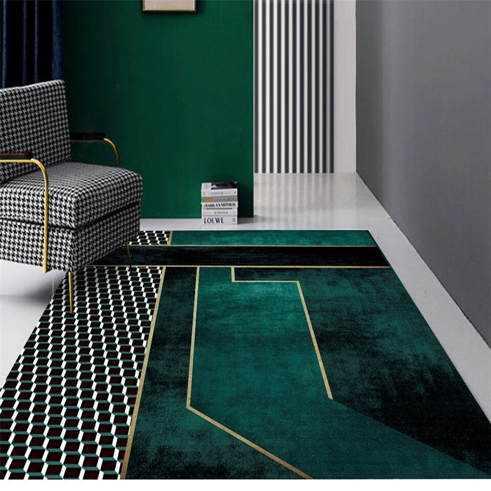 Modern Nordic Geometric Turquoise Rug-TopOnlineBargains.Com
