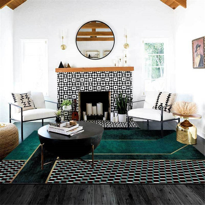 Modern Nordic Geometric Turquoise Rug-TopOnlineBargains.Com