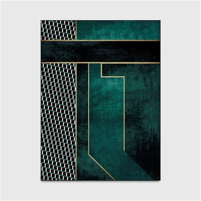 Modern Nordic Geometric Turquoise Rug-TopOnlineBargains.Com