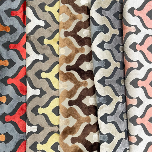 MONROE - CHEVRON PATTEN CUT VELVET UPHOLSTERY FABRIC BY THE YARD