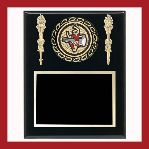 Mylar Wreath Subject Mounts With Torches For Black Piano Finish Plaque