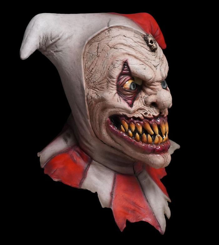 HD Studios Pro Evil Clown Jester Mask with wide mouth, sunken eyes, and scary carnival design