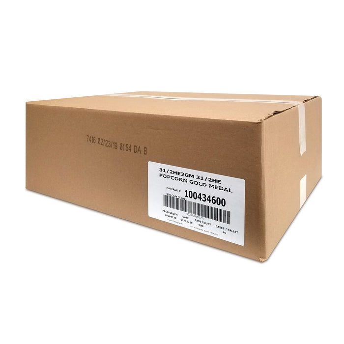 cardboard box with white label