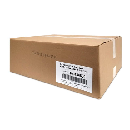 cardboard box with white label