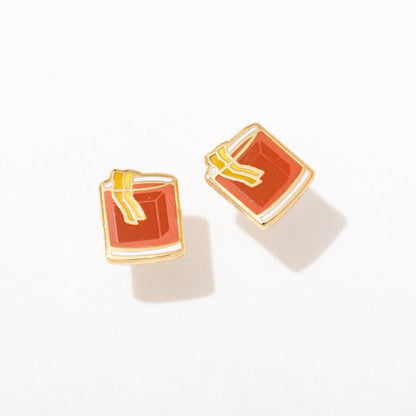 Old Fashioned Enamel Stud Earrings