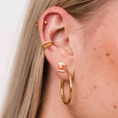 Old Fashioned Enamel Stud Earrings