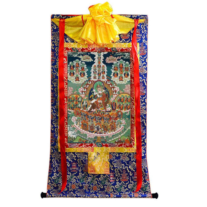 Padmasambhava - Guru Rinpoche Refuge Tree - Tibetan thangka painting, view 4
