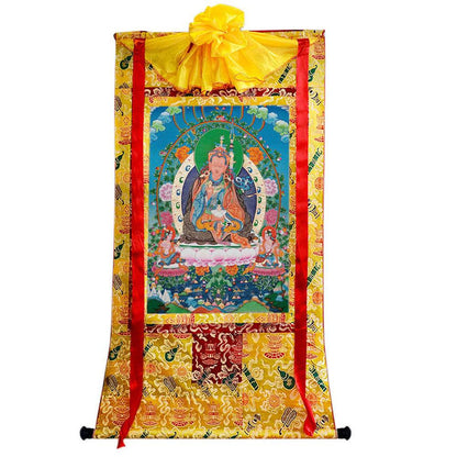 Padmasambhava - Guru Rinpoche - Tibetan thangka painting, close-up detail