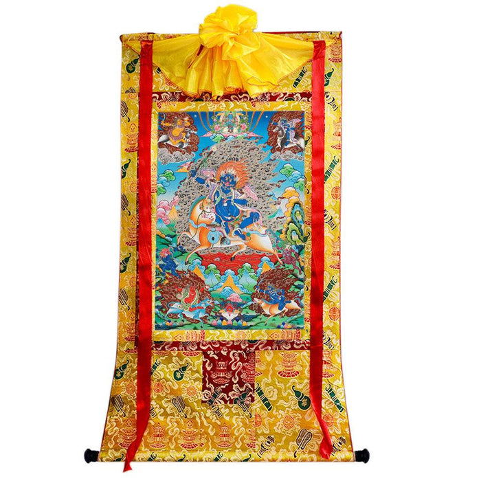 Palden Lhamo / Magzor Gyalmo / Shri Devi - Tibetan thangka painting, close-up detail