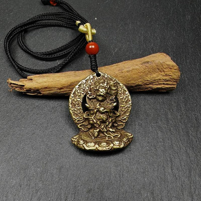 Panjaranata Mahakala Amulet Pendant - Tibetan Buddhist amulet, close-up detail